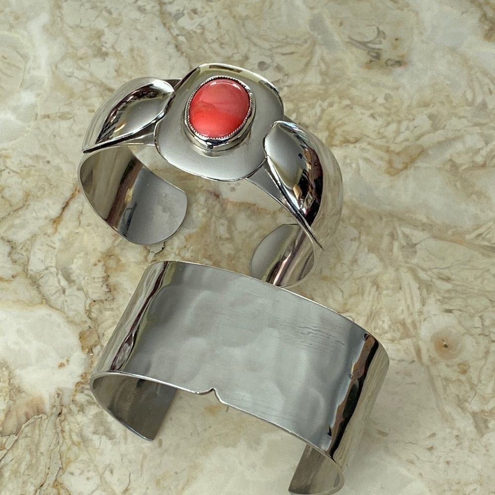 Stainless Steel Cuff Bracelets set of 2